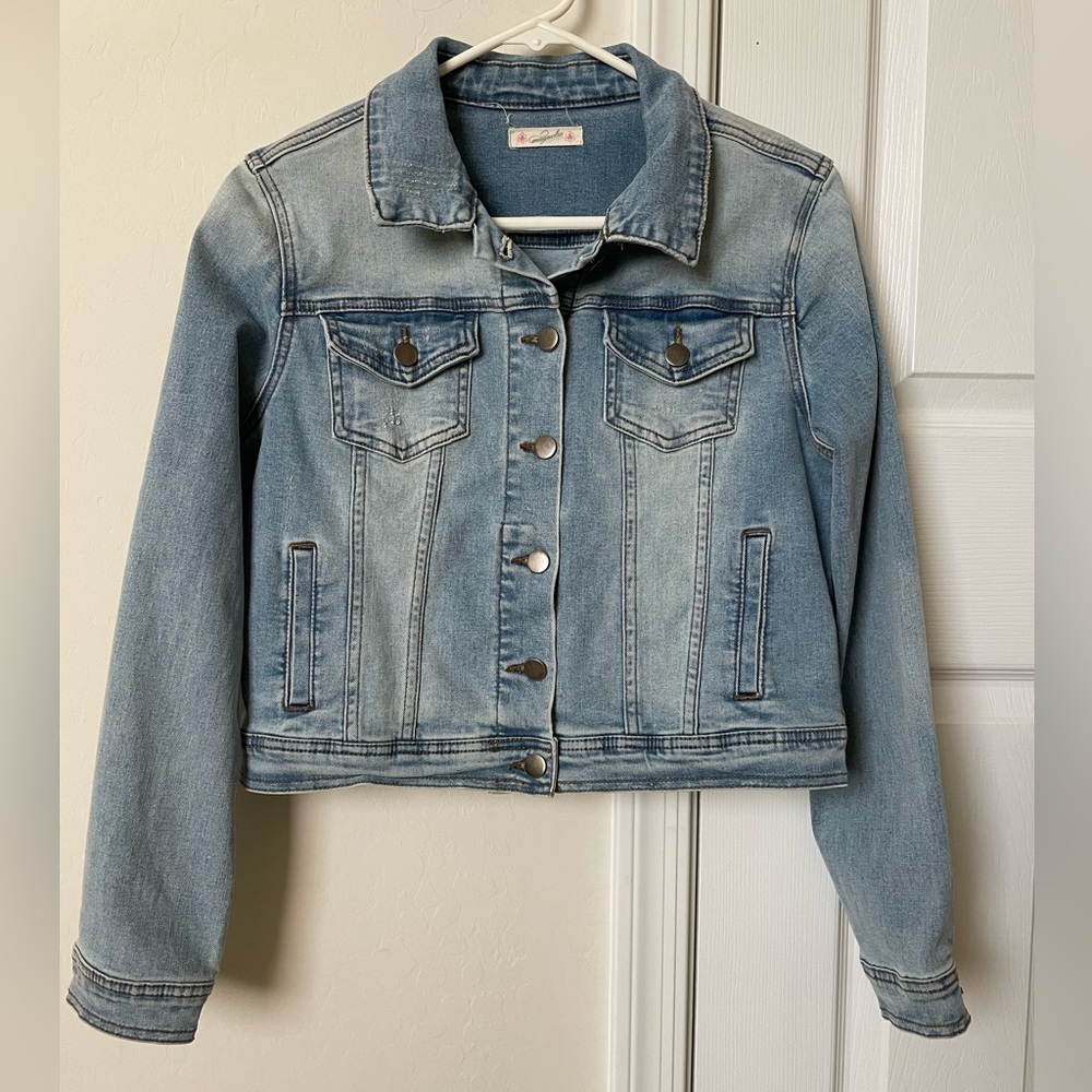 Magnolia, Sweet South Faded Denim Jacket, Light Wash, Size S